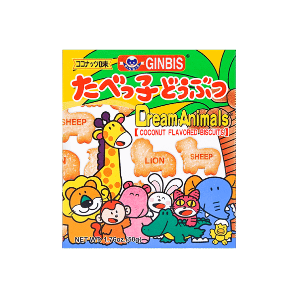 GINBIS Animal Biscuits Coconut Flavor 50g