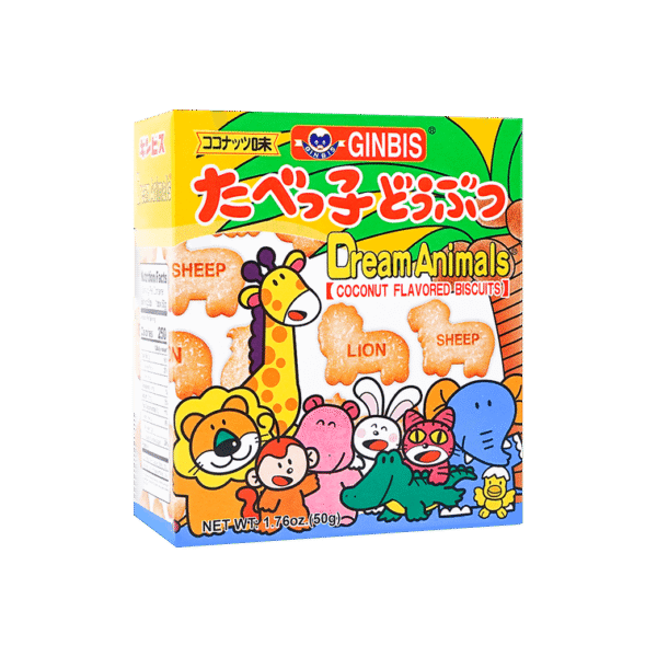 GINBIS Animal Biscuits Coconut Flavor 50g